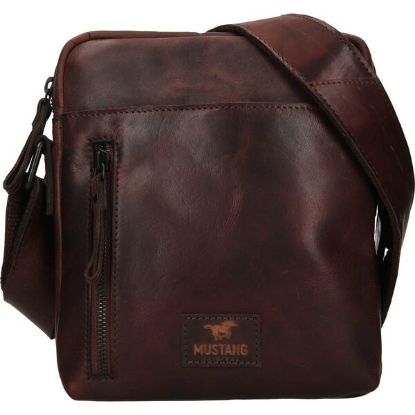Pánska kožená taška cez rameno Mustang Dumas - tmavo hnedá 24830644