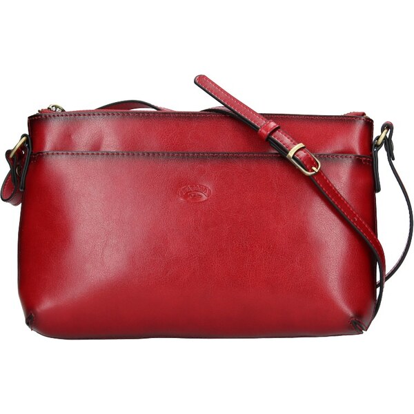 Kožená dámska crosbody kabelka Katana Ednna - tmavo červená 24847377