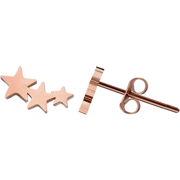 Troli Pozdĺžne ružovo pozlátené náušnice s hviezdičkami 66588177