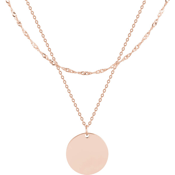 Troli Pozlátený dvojitý náhrdelník z ocele s kruhovým príveskom 66593393