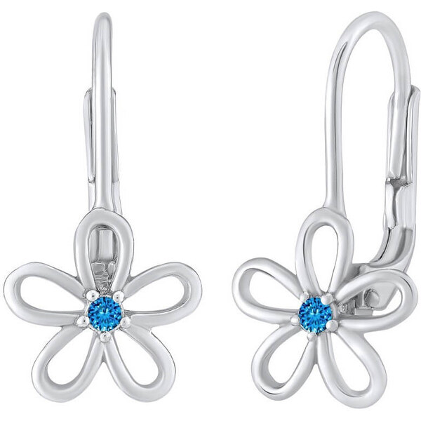 Silvego Strieborné náušnice - kvet s modrým Swarovski zirkón 66579575