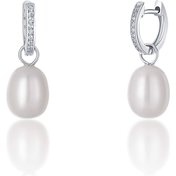 JwL Luxury Pearls Strieborné kruhové náušnice á la vojvodkyňa Kate s 66591744