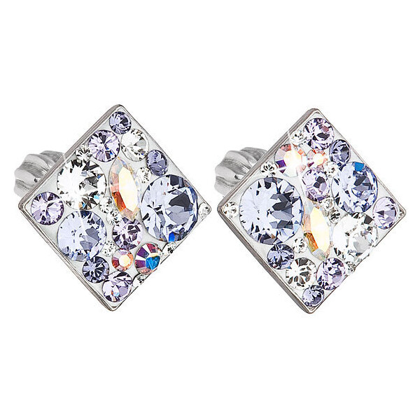 Evolution Group Slušivé štvorcové náušnice s kryštálmi Violet 31169.3 66578829