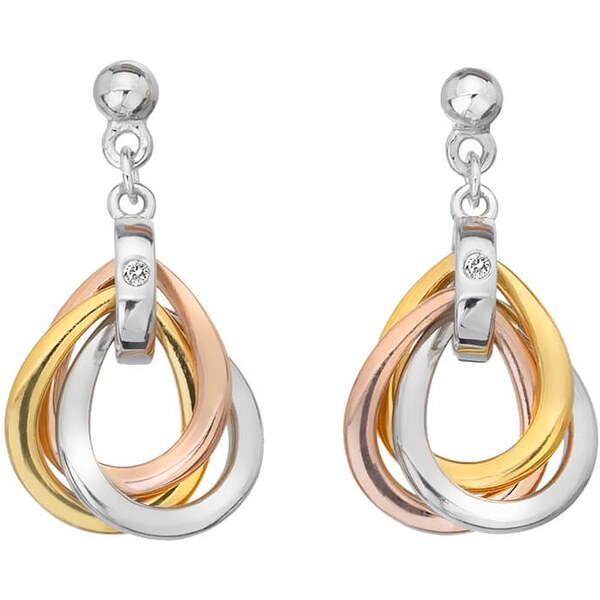 Hot Diamonds Tricolor náušnice zo striebra s diamantmi Trio DE645 66581638