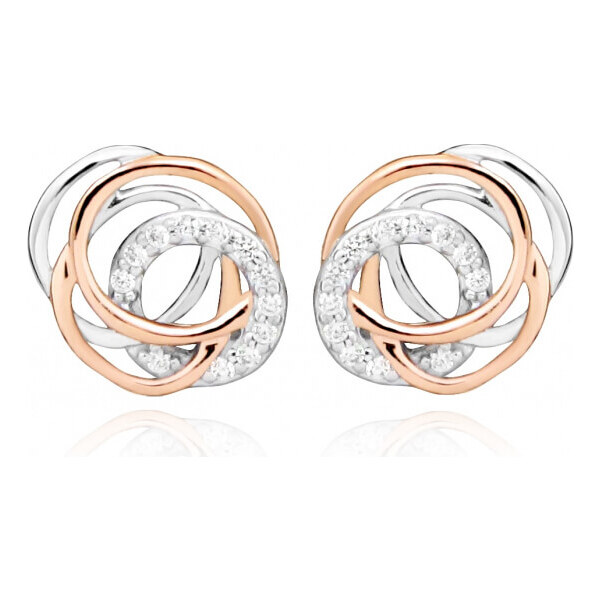 Silver Cat Štýlové bicolor náušnice so zirkónmi SC407 66590921