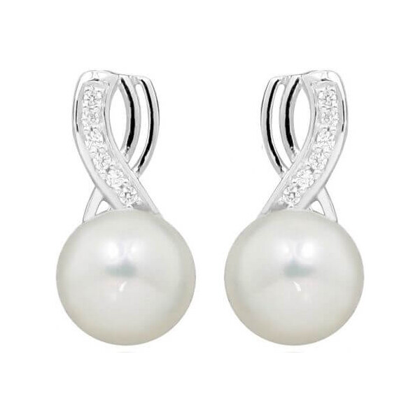 Silver Cat Jemné náušnice s perlou a zirkónmi SC398 66578618