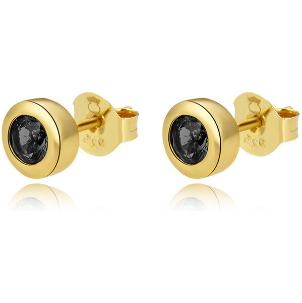 Beneto Pozlátené náušnice kôstky zo striebra s čiernymi zirkónmi 66594639