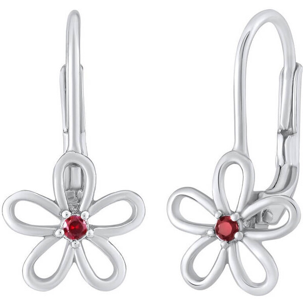 Silvego Strieborné náušnice - kvet s červeným zirkónom SILVEGOB31857R 66590360