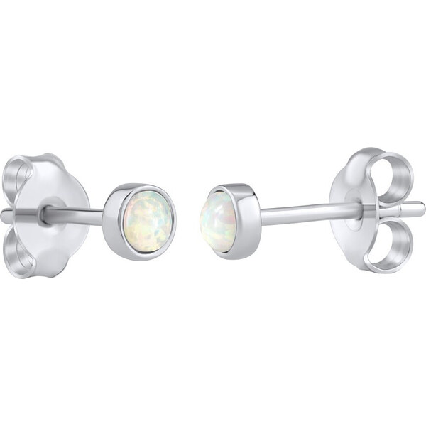 Silvego Strieborné náušnice kôstky s bielym syntetickým opál LPS0933W 66587788