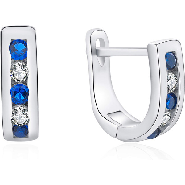 MOISS Elegantné strieborné náušnice s čírymi a modrými zirkónmi 66580958
