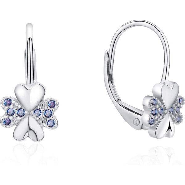 MOISS Hravé strieborné náušnice s modrými zirkónmi štvorlístky 67196165