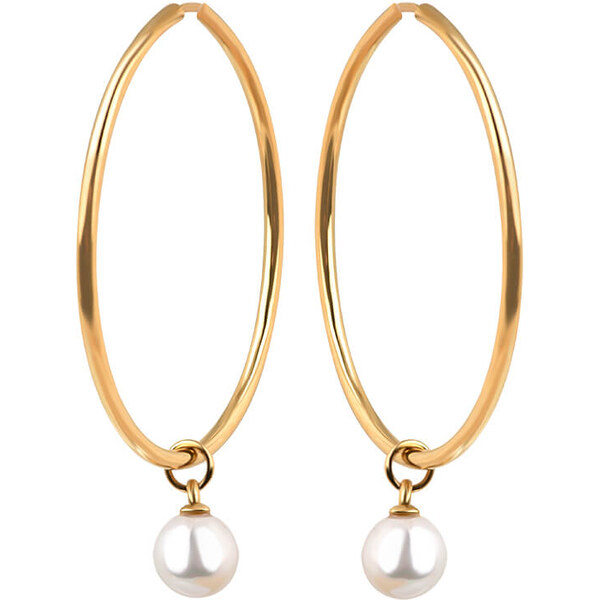 Troli Pozlátené okrúhle náušnice s perlou 2v1 VJMS002ER 66580328