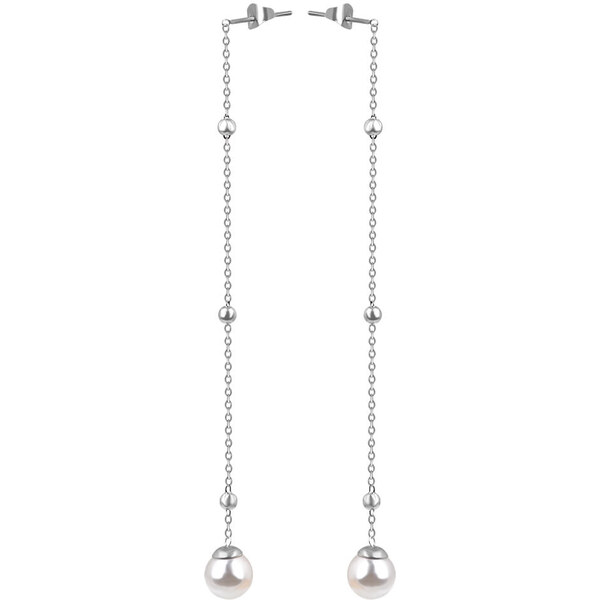 Troli Dlhé oceľové náušnice s perličkou VEDE0141S-PE 66581648