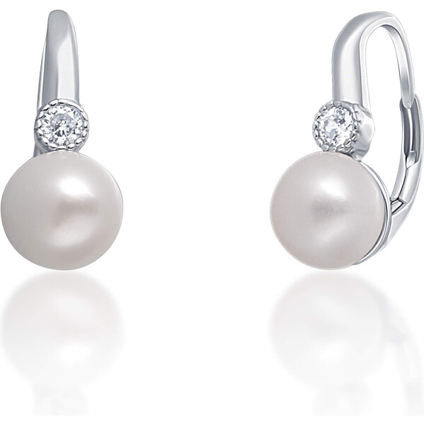 JwL Luxury Pearls Pôvabné strieborné náušnice s pravou bielou perlou 66584225