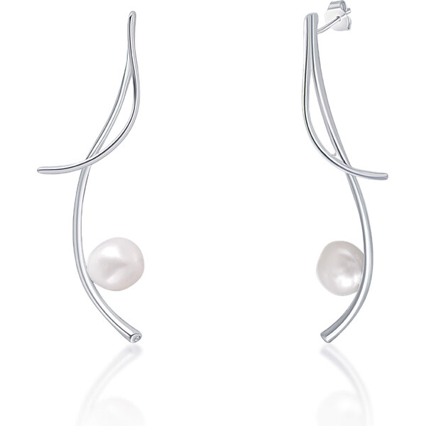 JwL Luxury Pearls Dlhé strieborné náušnice s pravými barokovými 66588261