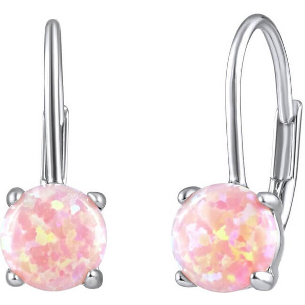 Silvego Strieborné náušnice s ružovým syntetickým opál LPS1398P 66591109