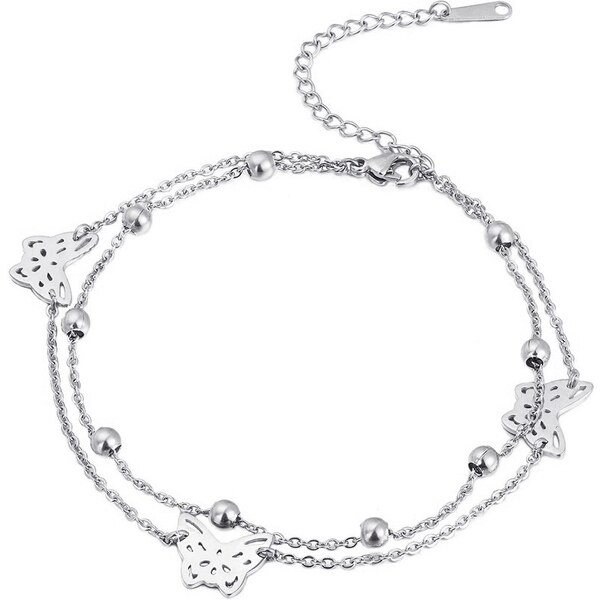 Šperky4U Dvojitá oceľová retiazka na nohu s motýlikmi RN1135 54549713