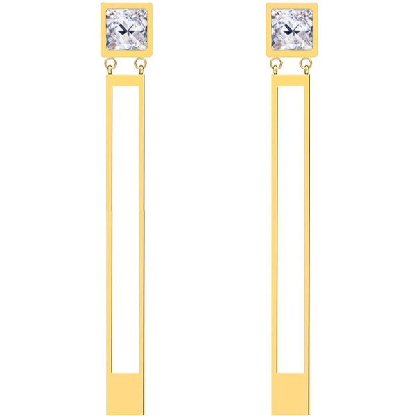 Preciosa Pozlátené oceľové náušnice Straight s čírym krištáľom 66583850