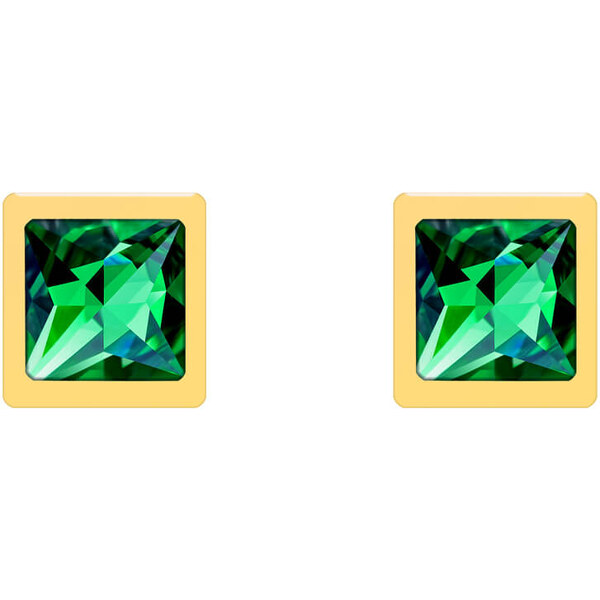 Preciosa Pozlátené kôstkové náušnice Straight so zeleným krištáľom 66594499