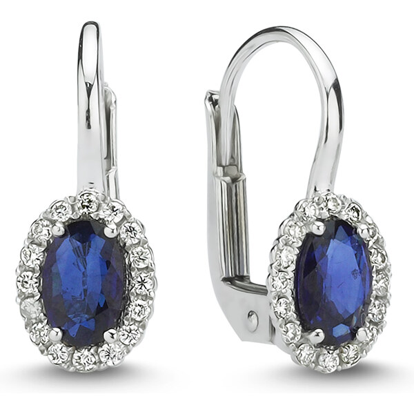 Lillian Vassago Zlaté náušnice so zafírom a briliantmi LLV11-SMEG5636 24355818