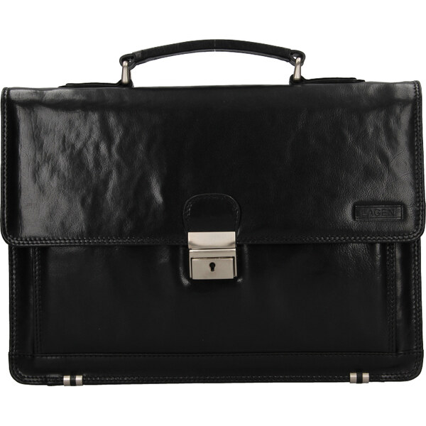 Lagen Pánska kožená aktovka 22079/T čierna 5868933