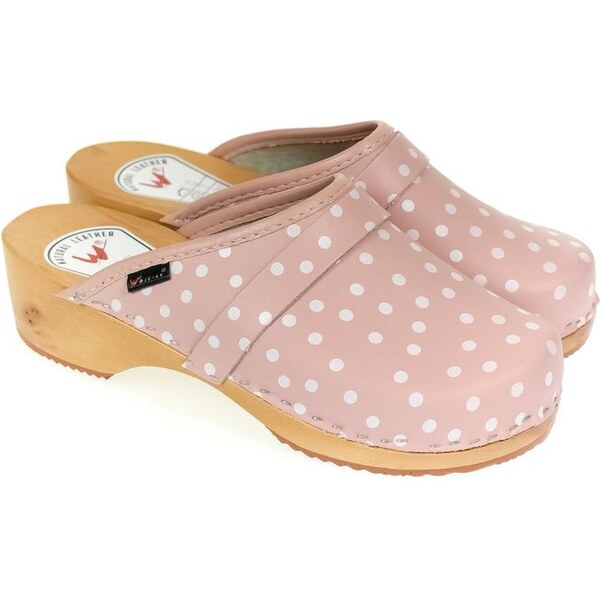 JOHN-C Dámske kožené ružové bodkované dreváky CROPS 25158596