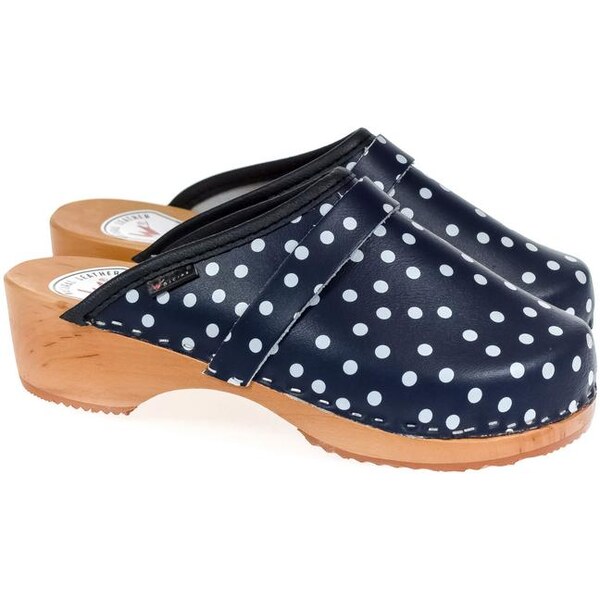 JOHN-C Dámske kožené modré bodkované dreváky CROPS 25158597