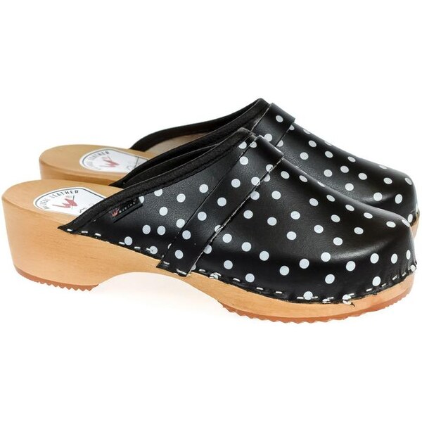 JOHN-C Dámske kožené čierne bodkované dreváky CROPS 25158598