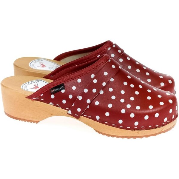 JOHN-C Dámske kožené bordové bodkované dreváky CROPS 25158599