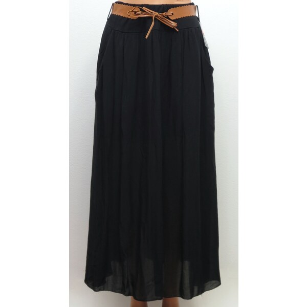 Dlhá letná sukňa s vreckami- čierna 25217027