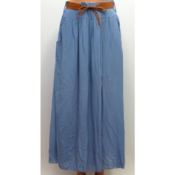 Dlhá letná sukňa s vreckami- modrá 25217029