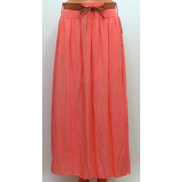 Dlhá letná sukňa s vreckami- lososová 25217031