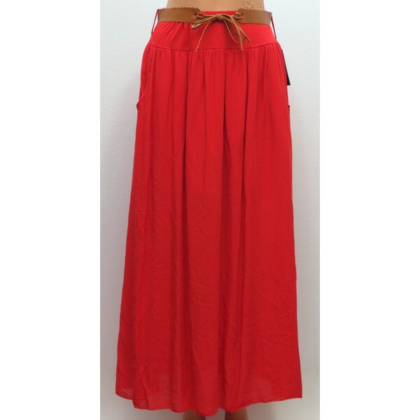 Dlhá letná sukňa s vreckami- červená 25217032