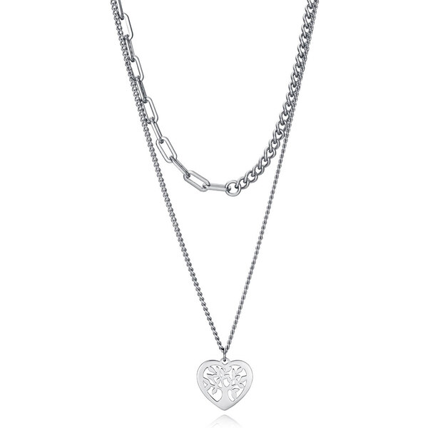 Viceroy Dvojitý oceľový náhrdelník so stromom života Kiss 15106C01000 66590260