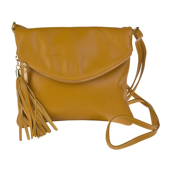 Žltá kožená talianska crossbody kabelka Tina Gialla Senape NovaKabelka 48817636