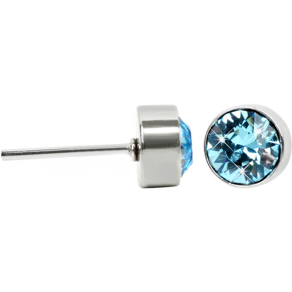 Levien Jemné oceľové náušnice kôstky Chaton Aquamarine 66586209