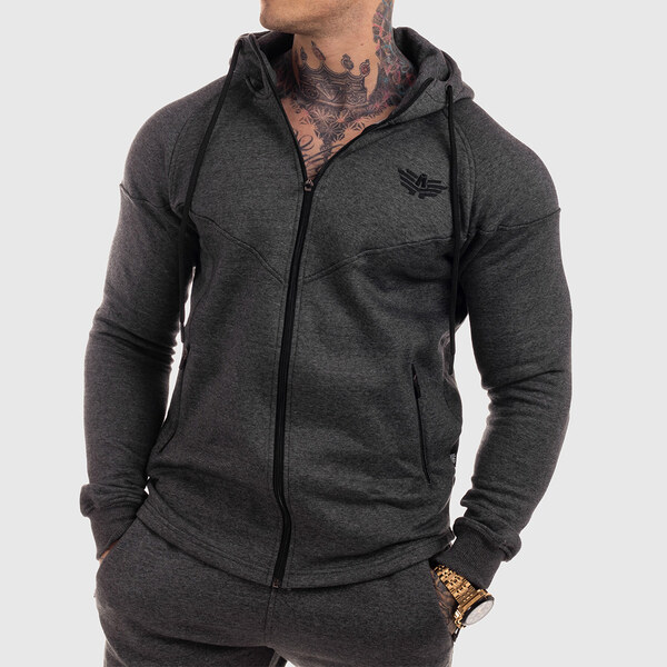 Fitness mikina so zipsom Iron Aesthetics ROUND, sivá 24553818