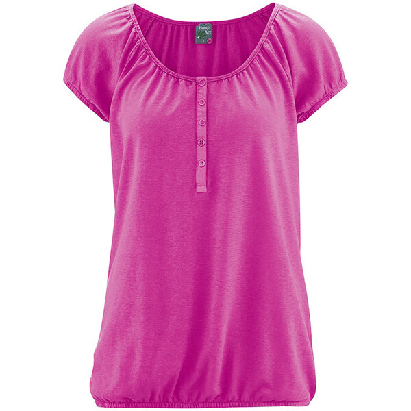 Glara Konopné dámske triko s gombíkmi 31423044