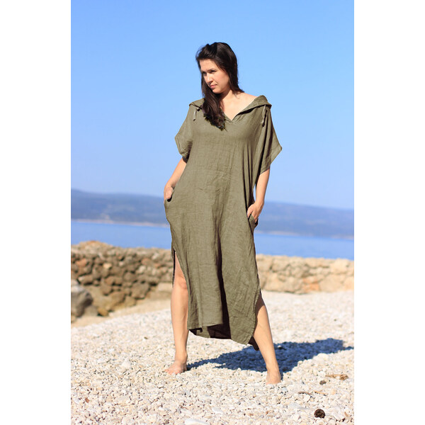Glara Dámske dlhé oversized lanové šaty 42158853