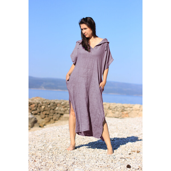 Glara Dámske dlhé oversized lanové šaty 42158857