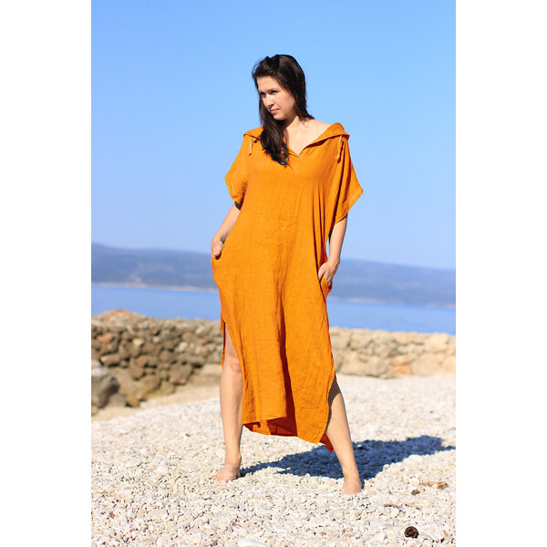 Glara Dámske dlhé oversized lanové šaty 42158846