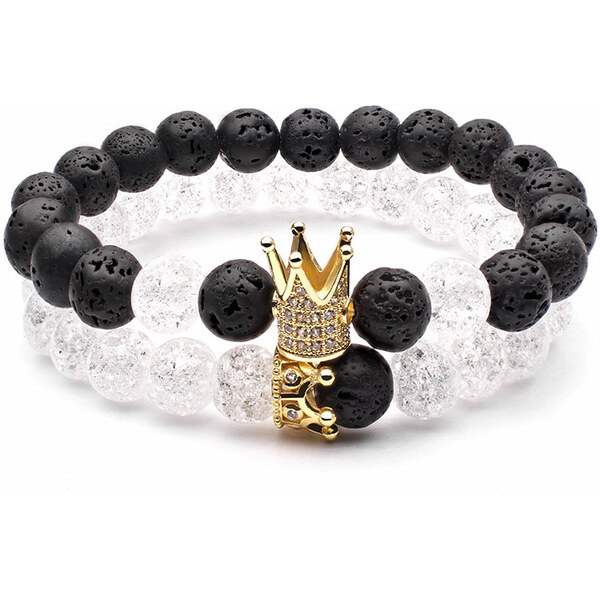BudNej Náramky pre páry KING and QUEEN CROWN z praskaného krištáľu a 35941877