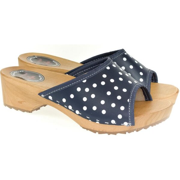 JOHN-C Dámske kožené modré dreváky PETRIOLA 25459275