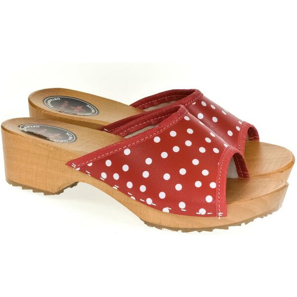 JOHN-C Dámske kožené červené dreváky PETRIOLA 25459278