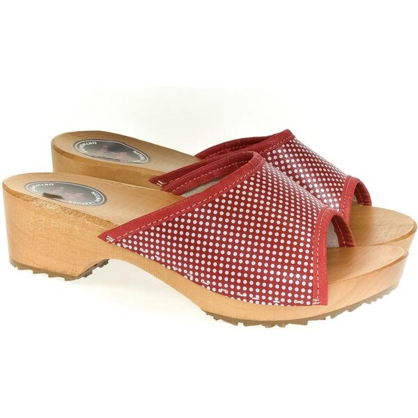 JOHN-C Dámske kožené červené dreváky PETRIOLA1 25459277