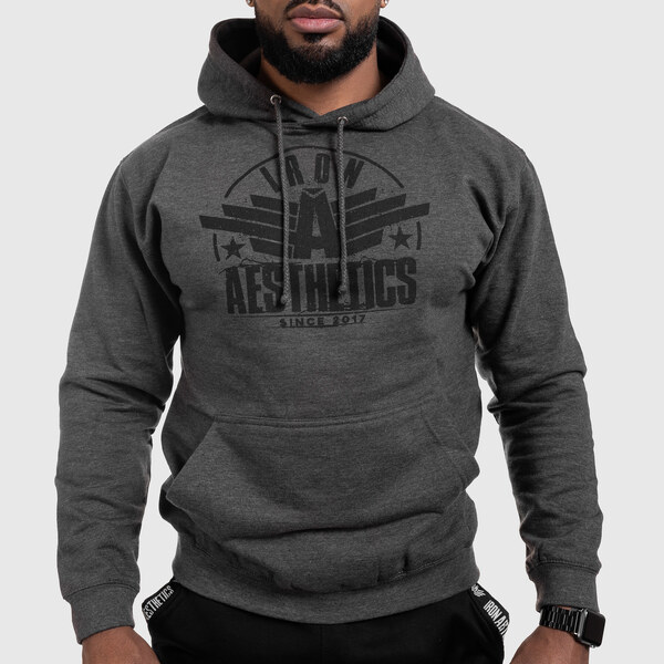 Fitness mikina bez zipsu Iron Aesthetics Force, Charcoal Grey 24553991