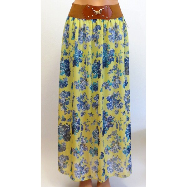 Dlhá letná sukňa - žltá kvietkovaná 25508665