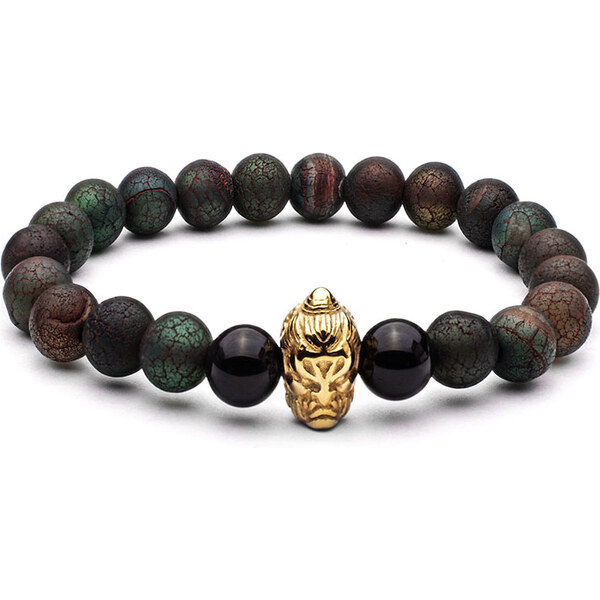 BudNej Minerálny náramok BUDDHA z obsidiánu a tibetského achátu MN1041 35941932