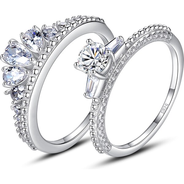 Lindas Jewelry Strieborný dvojitý prsteň Tiara Ag 925/1000 IPR095-9-5 26768271