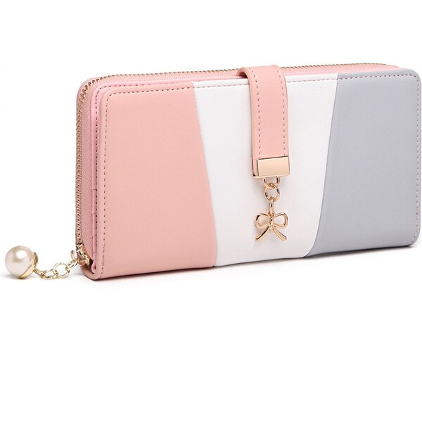 Miss LULU Trojfarebná dámska peňaženka ružová 45254796